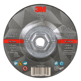 3M Silver Depressed Center Grinding Wheel, 87661, T27 Quick Change