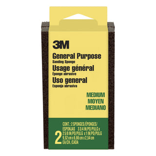 3M Sanding Sponge CP-002-2P, Block, 3 3/4 in x 2 5/8 in x 1 in, Medium