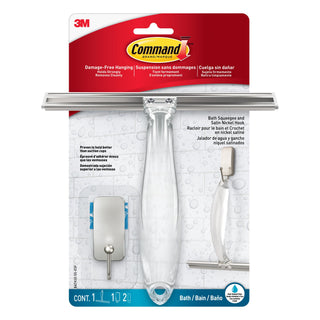 Command Bath Squeegee and Satin Nickel Hook BATH32-SS-ESF