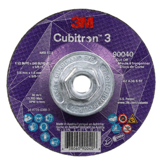 3M Cubitron 3 Cut-Off Wheel, 90040, 36+, T27, 4-1/2 in x 0.045 in x
5/8 in-11