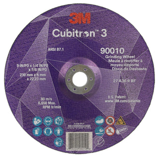 3M Cubitron 3 Depressed Center Grinding Wheel, 90010, 36+, T27