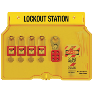 Ideal 44-778 Four-Lock Station, w/4 Locks, 12 Tags, 2 Hasps