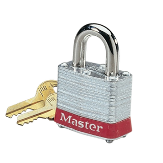 Ideal 44-906 Padlock, Steel, 3/4" Shackle, Red Bumper