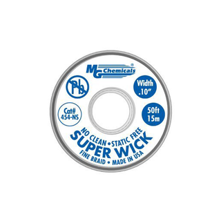 MG Chemicals 454-NS No Clean Super Wick Desoldering Braid 400-NS Series #4 0.1 Width x 50' Length Blue