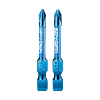 Spyder 19045 Mach-Blue PH1 1/4-in x 2-in Phillips Impact Driver Bit 2 Piece