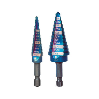 Spyder 19025 Stinger Mach-Blue Step Drill Bit Set 1/8 - 1/2" 13 Steps, 3/16 - 7/8" 12 Steps 2Pc.