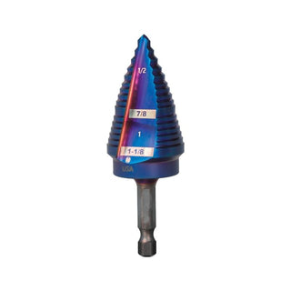 Spyder 19023 Mach-Blue 16 Step Bit, Hex Shank, 3/16 Inch - 1-1/8 Inch