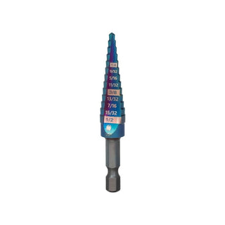 Spyder 19019 Stinger Mach-Blue 13 Step Bit, Mach-Blue Hex Shank, 1/8 Inch - 1/2 Inch