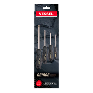 Vessel Tools 550APH4PBU ARMOR GRIP Screwdriver Set, 4 Pc.