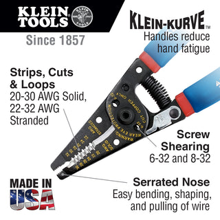 Klein Tools 11057 Wire Stripper and Cutter for 20-30 AWG Solid Wire and 22-32 AWG Stranded Wire