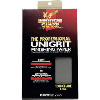 Meguiar's S1525 Mirror Glaze Unigrit Finishing Paper, 1500 Grit, 25 SHEETS