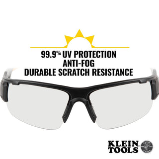 Klein Tools 60536 Safety Glasses, Professional PPE Protective Eyewear with Semi Frame, Scratch Resistant and Anti-Fog, Indoor/Outdoor Lens