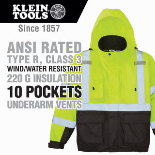 Klein Tools 60364 High-Visibility Winter Bomber Jacket, L