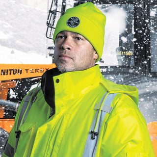 Klein Tools 60568 Heavy Knit Hat, High-Visibility Yellow, Patch Logo