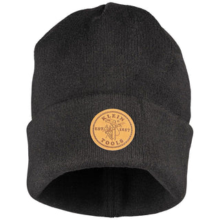 Klein Tools 60569 Heavy Knit Hat, Black, Leather Logo