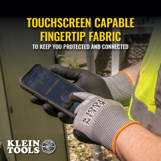 Klein Tools Knit Dipped Gloves, Cut Level A2, Touchscreen, 2-Pair