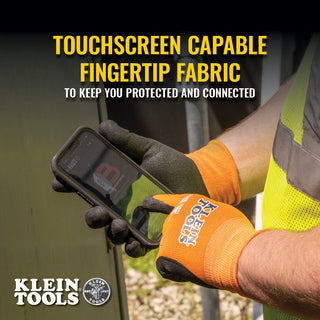 Klein Tools Knit Dipped Gloves, Cut Level A1, Touchscreen - 2-Pair