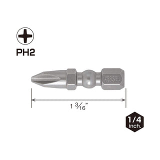 Vessel Tools IBMG30PH2K5 Impact Ball Torsion Bits PH2 x 30 5 Pieces with Magnetic Charge Holder