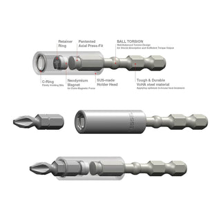 Vessel Tools IBHBM300 Impact-Ball Torsion Bit Holder