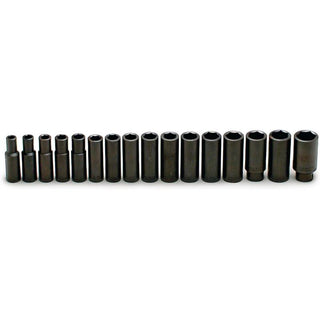 Wright Tool 467 1/2" Drive 6 Point Deep Impact Socket Set 16 Pc.