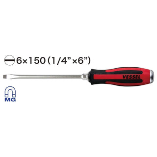 Vessel Tools 930S6150 MEGADORA Tang-Thru Screwdriver No.930, Slotted 6mm