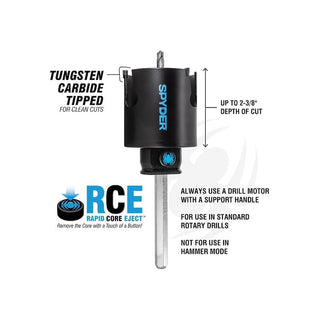 Spyder 600880 14pc Tungsten Carbide Tipped (TCT), Wood/Masonry Hole Saw Set