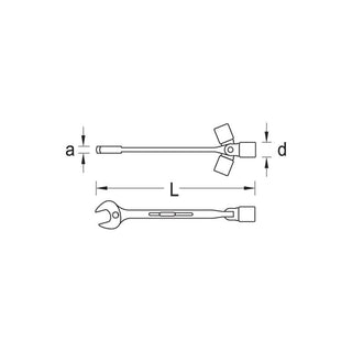 Gedore 6512220 534 Combination Swivel Head Wrench 12 mm