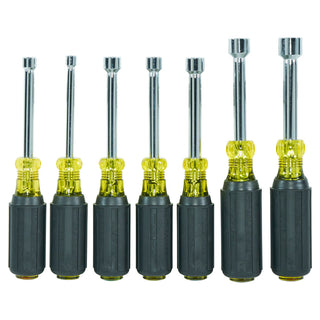 Klein Tools 631M Magnetic Tip Nut Driver Set on 3" Hollow Shanks, 7 Piece