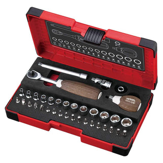 Vessel Tools HRW2001MW Non-Slip handle Wood-Compo Socket Wrench Set