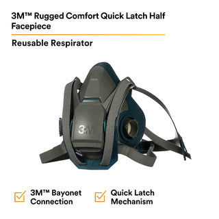 3M Rugged Comfort Quick Latch Half Facepiece Reusable Respirator