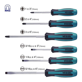 Vessel Tools 9006PB MEGADORA Screwdriver 6pc Set