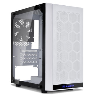 Silverstone Technologies PS15W-G Micro-ATX & Mini-DTX Mesh Front Panel Steel Body Tempered Glass Side Panel - White Plus Tempered Glass Window