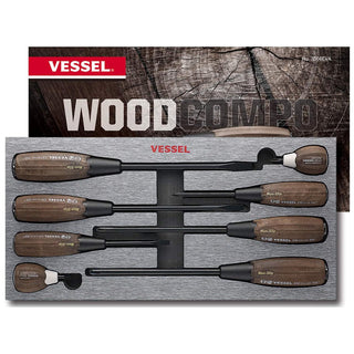 Vessel Tools 3308EVA WOOD-COMPO Non-Slip Tang-Thru Screwdriver Set