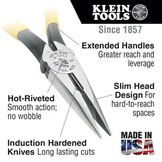 Klein Tools D203-8NCR 8" Heavy-Duty Long-Nose Pliers