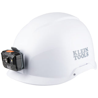 Klein Tools 60146 Safety Helmet, Non-Vented-Class E, with Rechargeable Headlamp, White