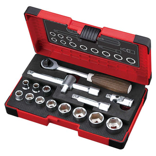 Vessel Tools HRW3002MW Wood-Compo Socket Wrench Set, 3/8" Drive