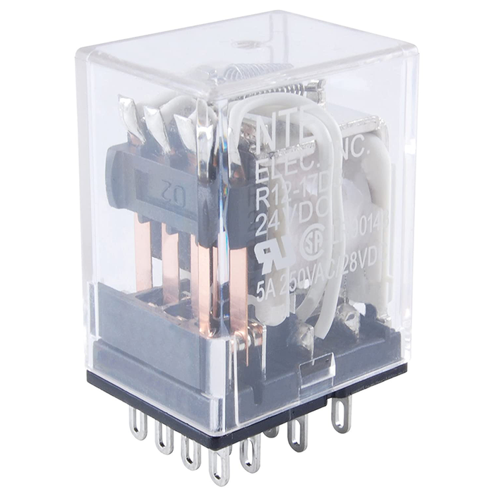 NTE Electronics R14-11A10-240 RELAY-240VAC 10AMP DPDT PLUG-IN/SOLDER TERM.