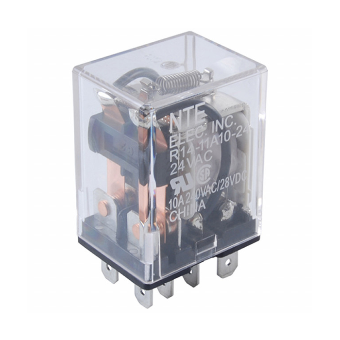 NTE Electronics R14-14D10-24 RELAY-3PDT 10A 24VDC W/ PLUG-IN/SOLDER TERM.
