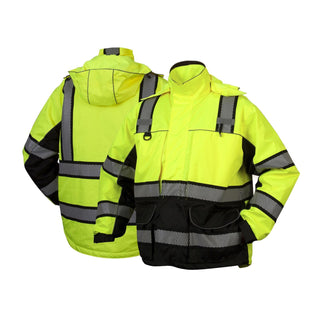 Pyramex RPB3610 Class 3 Hi-Vis Lime Multi-Layer Parka