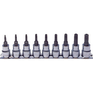 Koken RS3025/9-HOLE Bit Socket Set TORX® T10H-T50H Tamper Resistant 200mm 9 Pieces 3/8 Sq. Drive