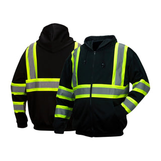 Pyramex RSZH3411 ANSI Type O - Class 1 Black Reflective Premium Zipper Sweatshirt