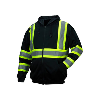 Pyramex RSZH3411 ANSI Type O - Class 1 Black Reflective Premium Zipper Sweatshirt