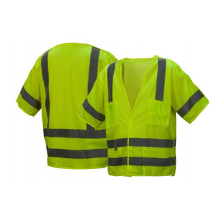 Pyramex RVHL3110BR Series Type R - Class 3 Hi-Vis Lime Safety Vest