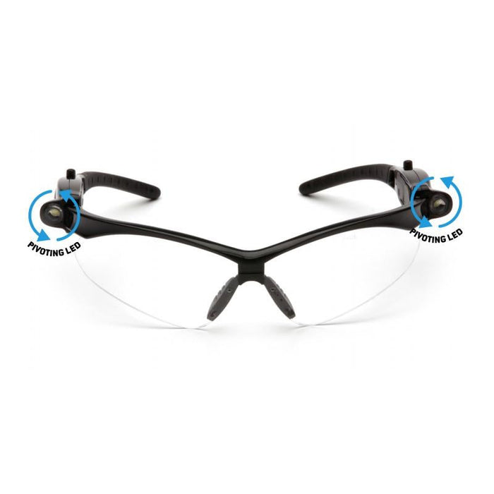Pyramex SB6310SPLED PMXTREME Clear Lens with Black Frame and Pivoting LED Temples