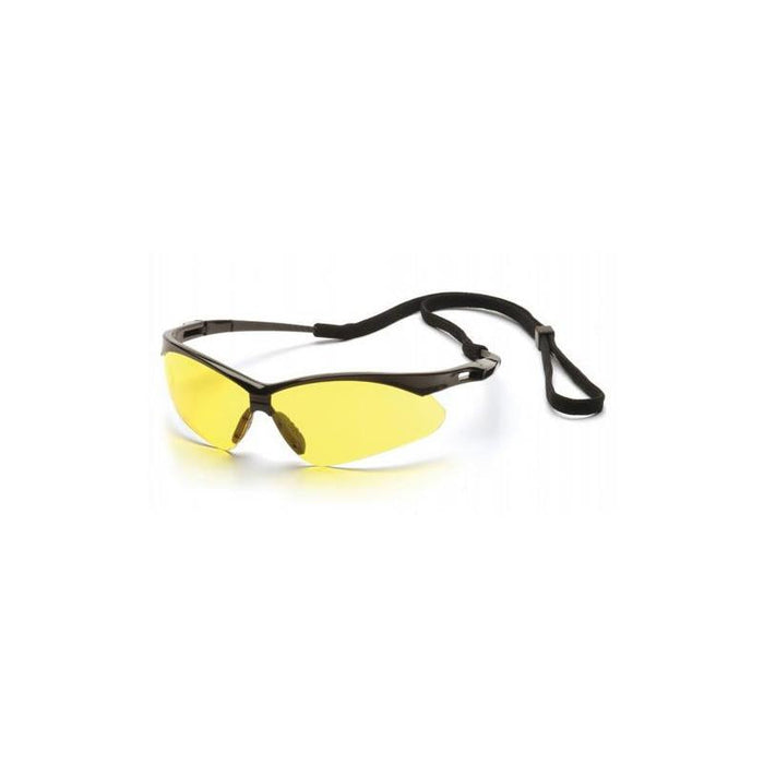 Pyramex SB6330SP Amber Lens with Black Frame and Cord