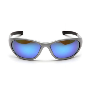 Pyramex SS3365E  Zone II - Silver Frame/Ice Blue Mirror Lens - Straight back, Rubber Coated Temple Tips