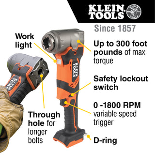 Klein Tools BAT20LW 90-Degree Impact Wrench, Tool Only