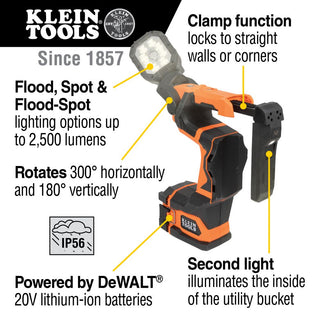 Klein Tools BAT20UBL Cordless Utility Bucket LED Light (Tool Only)