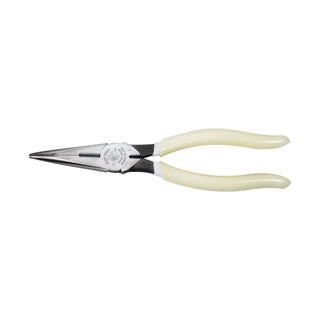 Klein Tools D203-8-GLW 8" Hi-Viz Long-Nose Pliers with Side-Cutting