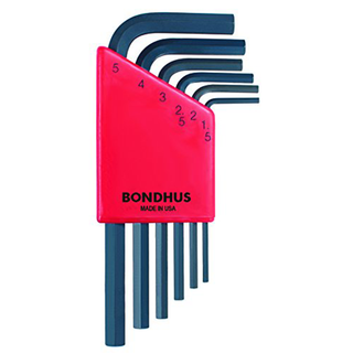 Bondhus 12246 Set of 6 Hex L-wrenches, Short Length, Sizes 1.5-5mm